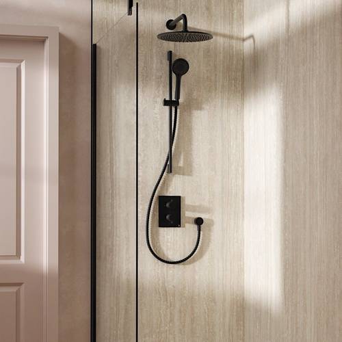 Additional image for Crossbox Shower Set 4 300mm Head & Slide Rail Kit (Slate).