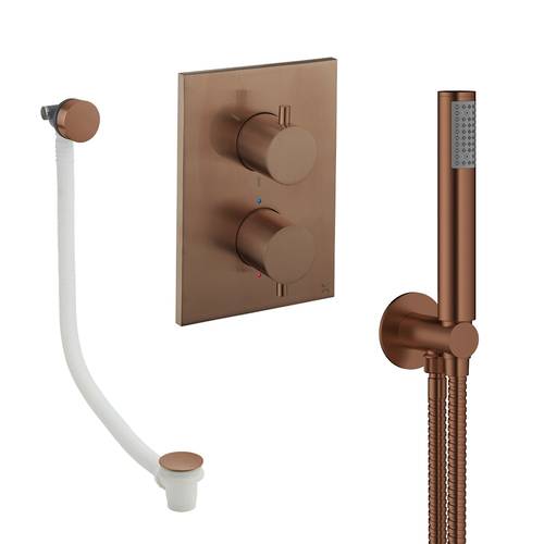 Additional image for Crossbox Shower Set 5 With Handset & Bath Filler (Brushed Bronze).