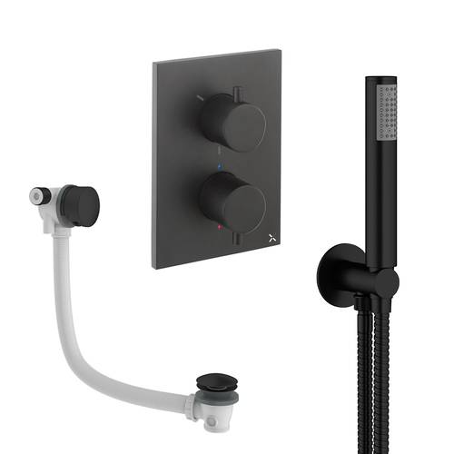 Additional image for Crossbox Shower Set 5 With Handset & Bath Filler (Matt Black).