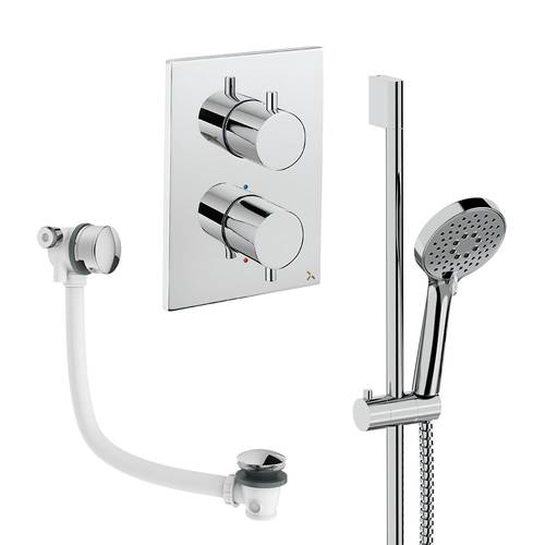 Additional image for Crossbox Shower Set 6 With Slide Rail Kit & Bath Filler (Chrome).