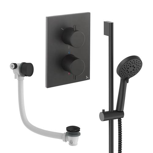 Additional image for Crossbox Shower Set 6 With Slide Rail Kit & Bath Filler (Matt Black).