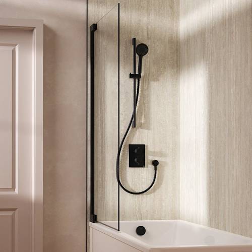 Additional image for Crossbox Shower Set 6 With Slide Rail Kit & Bath Filler (Matt Black).