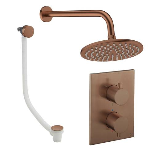 Additional image for Crossbox Shower Set 7 With 200mm Head & Bath Filler (Brushed Bronze).