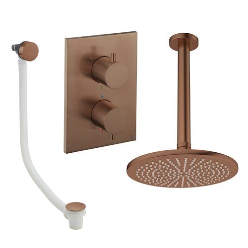 Additional image for Crossbox Shower Set 7 With 300mm Head & Bath Filler (Brushed Bronze).