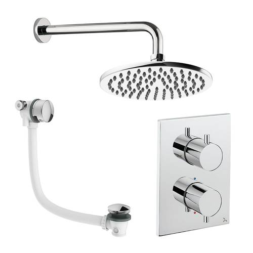 Additional image for Crossbox Shower Set 7 With 200mm Head & Bath Filler (Chrome).