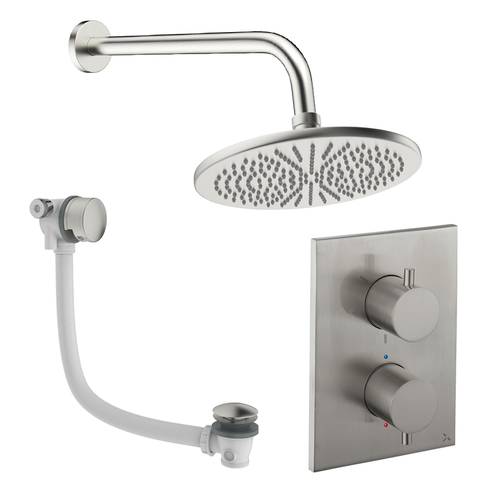 Additional image for Crossbox Shower Set 7 With 300mm Head & Bath Filler (Brushed Nickel).