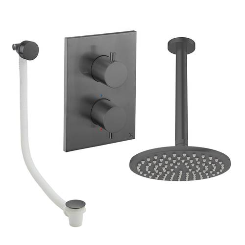 Additional image for Crossbox Shower Set 7 With 200mm Head & Bath Filler (Slate).