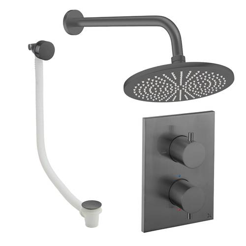 Additional image for Crossbox Shower Set 7 With 300mm Head & Bath Filler (Slate).