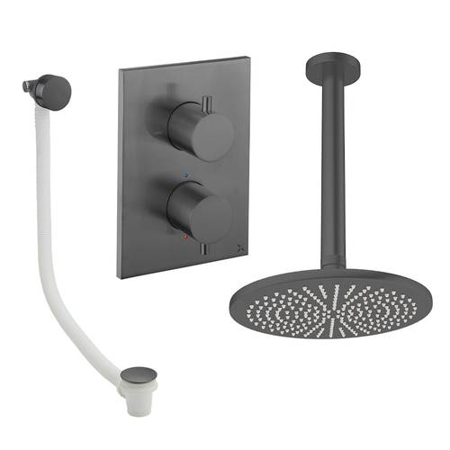 Additional image for Crossbox Shower Set 7 With 300mm Head & Bath Filler (Slate).
