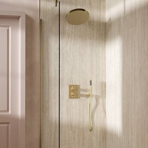 Additional image for Crossbox Shower Set 8 300mm Head & Handset (Brushed Brass).