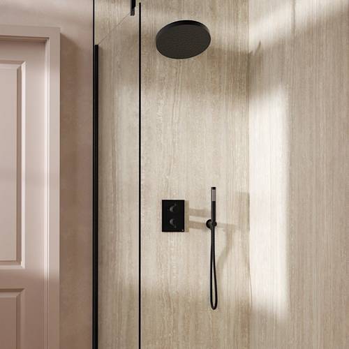 Additional image for Crossbox Shower Set 8 300mm Head & Handset (Matt Black).