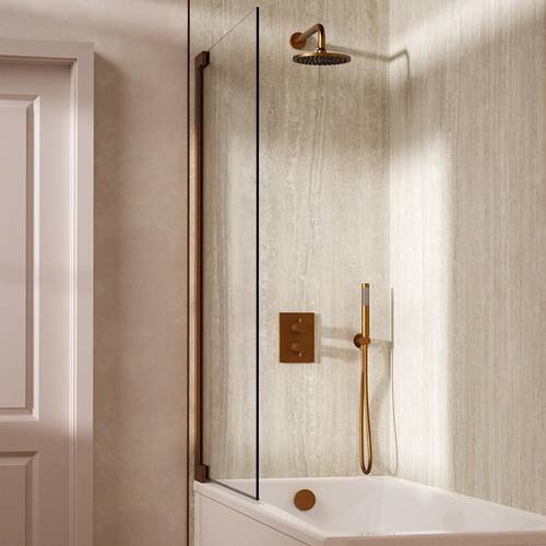 Additional image for Crossbox Shower Set 9 200mm Head, Handset & Bath Filler (Brushed Bronze).