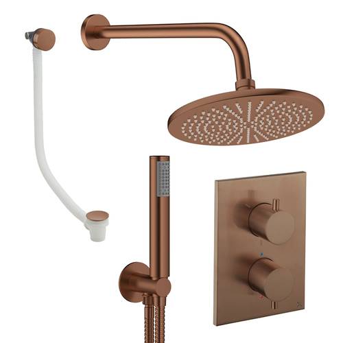 Additional image for Crossbox Shower Set 9 300mm Head, Handset & Bath Filler (Brushed Bronze).