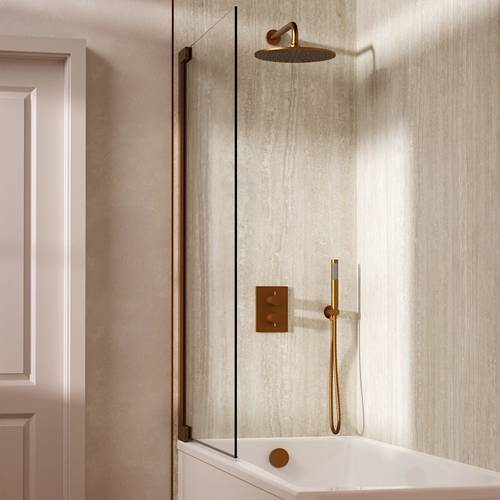 Additional image for Crossbox Shower Set 9 300mm Head, Handset & Bath Filler (Brushed Bronze).