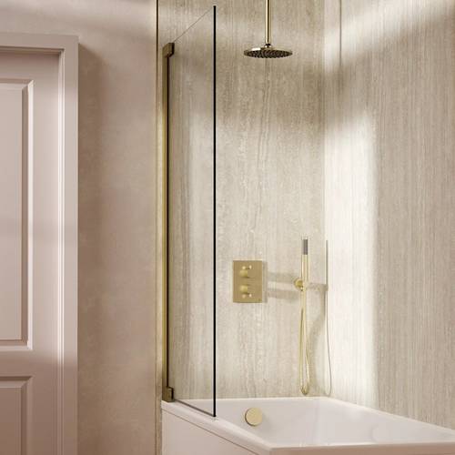 Additional image for Crossbox Shower Set 9 200mm Head, Handset & Bath Filler (Brushed Brass).