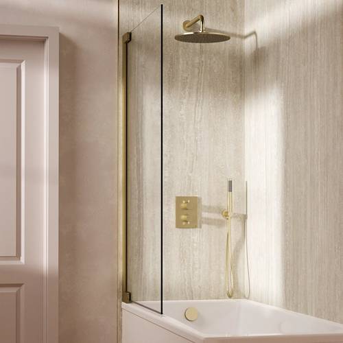 Additional image for Crossbox Shower Set 9 300mm Head, Handset & Bath Filler (Brushed Brass).