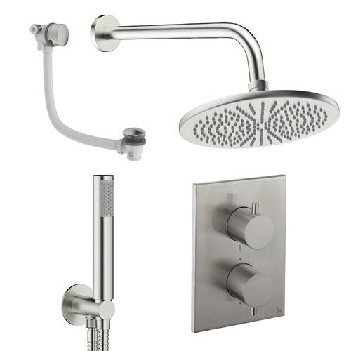 Additional image for Crossbox Shower Set 9 300mm Head, Handset & Bath Filler (Brushed Nickel).
