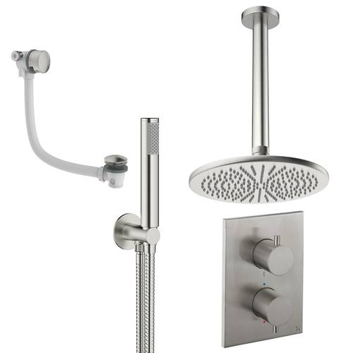 Additional image for Crossbox Shower Set 9 300mm Head, Handset & Bath Filler (Brushed Nickel).