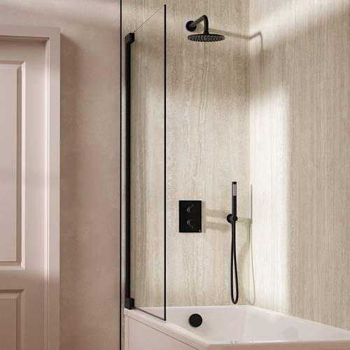 Additional image for Crossbox Shower Set 9 200mm Head, Handset & Bath Filler (Matt Black).