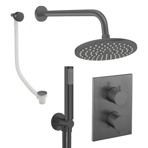 Additional image for Crossbox Shower Set 9 200mm Head, Handset & Bath Filler (Slate).