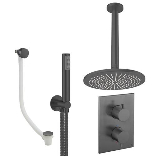 Additional image for Crossbox Shower Set 9 300mm Head, Handset & Bath Filler (Slate).
