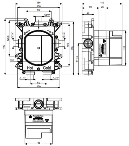 Additional image for Crossbox 3 Outlet Shower Valve (Brushed Nickel).