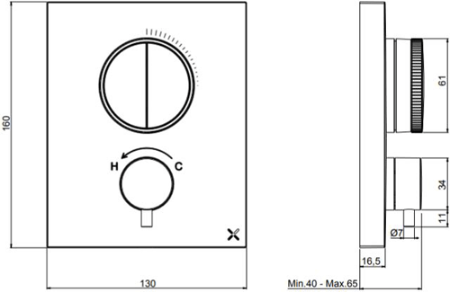 Additional image for Crossbox Push 2 Outlet Shower Valve (Slate).