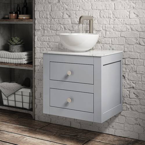 Additional image for Wall Hung Vanity Unit & Worktop (495mm, Storm Grey).