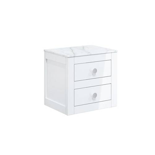 Additional image for Wall Hung Vanity Unit & Worktop (495mm, White Gloss).