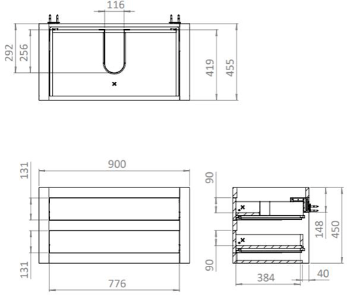 Additional image for Wall Hung Vanity Unit & Worktop (900mm, Storm Grey).