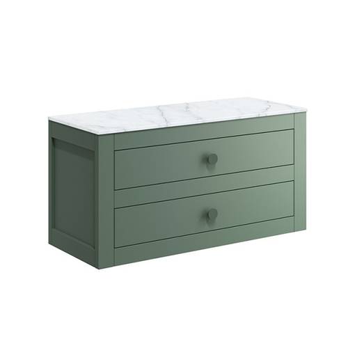 Additional image for Wall Hung Vanity Unit & Worktop (900mm, Sage Green).