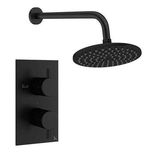 Additional image for Design Shower Set 1, 200mm Head & Wall Arm (Matt Black).