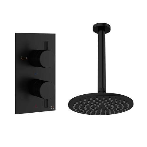 Additional image for Design Shower Set 1,  200mm Head & Ceiling Arm (Matt Black).