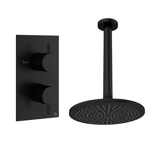Additional image for Design Shower Set 1,  300mm Head & Ceiling Arm (Matt Black).