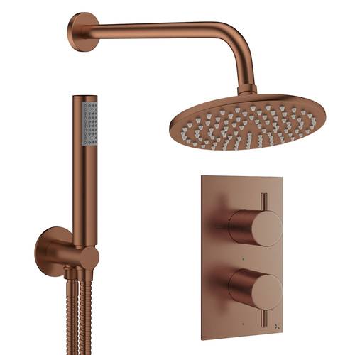 Additional image for Design Shower Set 3,  200mm Head & Handset (Brushed Bronze).