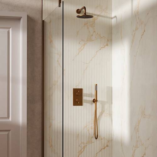 Additional image for Design Shower Set 3,  200mm Head & Handset (Brushed Bronze).