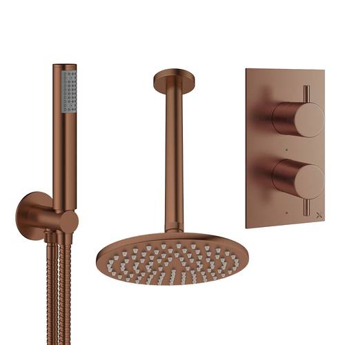 Additional image for Design Shower Set 3,  200mm Head & Handset (Brushed Bronze).