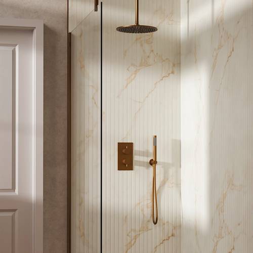 Additional image for Design Shower Set 3,  300mm Head & Handset (Brushed Bronze).
