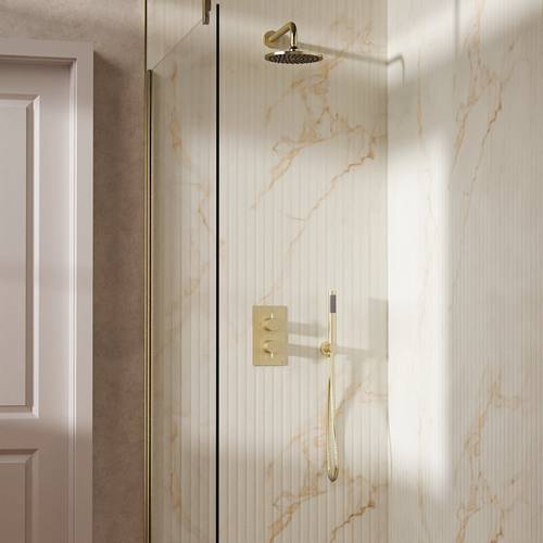 Additional image for Design Shower Set 3,  200mm Head & Handset (Brushed Brass).