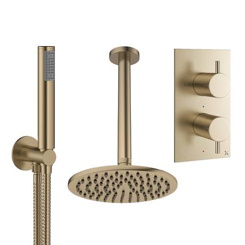 Additional image for Design Shower Set 3,  200mm Head & Handset (Brushed Brass).