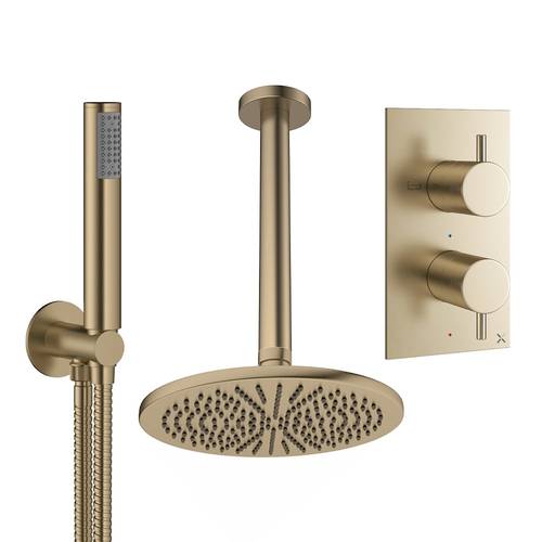 Additional image for Design Shower Set 3,  300mm Head & Handset (Brushed Brass).