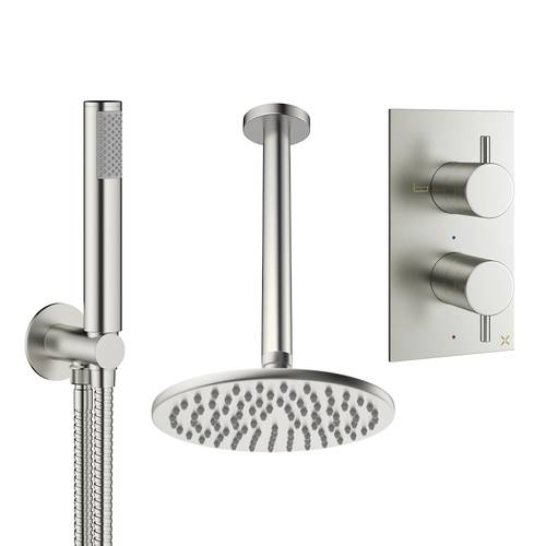 Additional image for Design Shower Set 3,  200mm Head & Handset (Brushed Nickel).