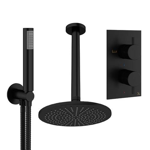 Additional image for Design Shower Set 3,  300mm Head & Handset (Matt Black).