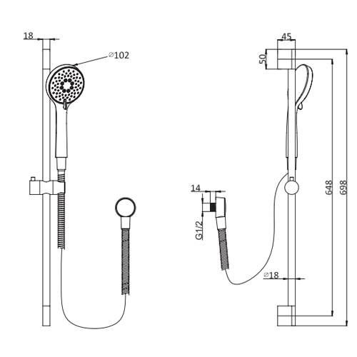 Additional image for Design Shower Set 4, 300mm Wall Head & Slide Rail (Brushed Bronze).