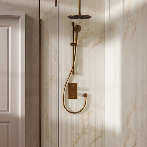 Additional image for Design Shower Set 4, 300mm Ceiling Head & Slide Rail (Brushed Bronze).