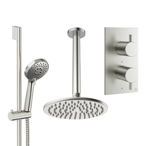 Additional image for Design Shower Set 4,  200mm Ceiling Head & Slide Rail (Brushed Nickel).