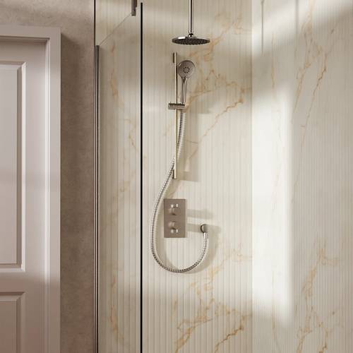 Additional image for Design Shower Set 4,  200mm Ceiling Head & Slide Rail (Brushed Nickel).