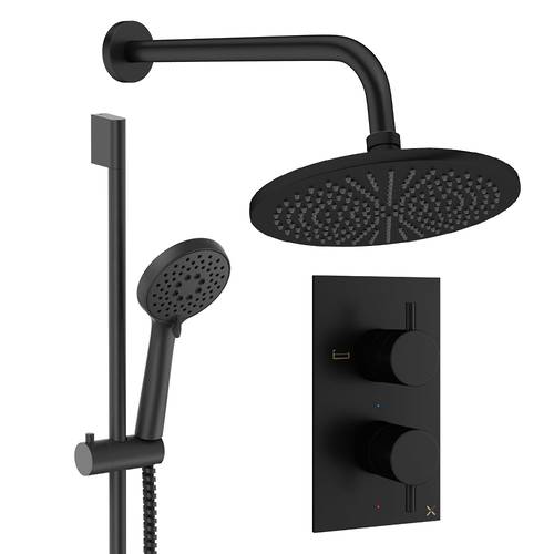 Additional image for Design Shower Set 4, 300mm Wall Head & Slide Rail (Matt Black).