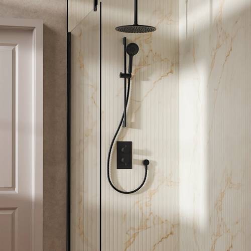 Additional image for Design Shower Set 4, 300mm Ceiling Head & Slide Rail (Matt Black).