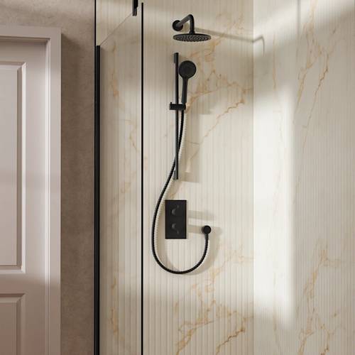 Additional image for Design Shower Set 4, 200mm Wall Head & Slide Rail (Slate).